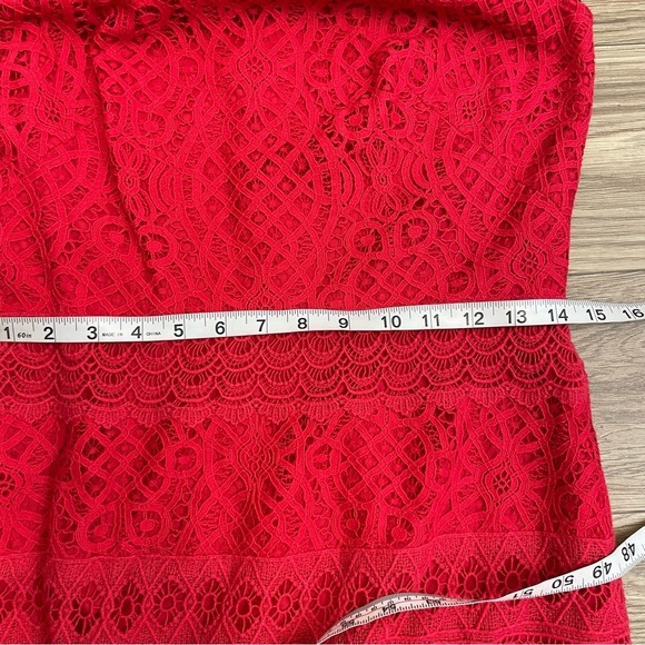 Tadashi Shoji Red Crochet Lace Jacques Midi Dress - Picture 8 of 12